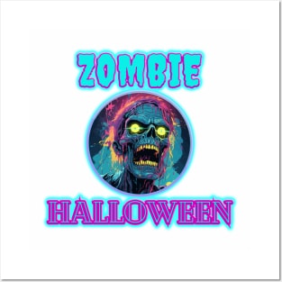 ZOMBIE HALLOWEEN NEON Posters and Art